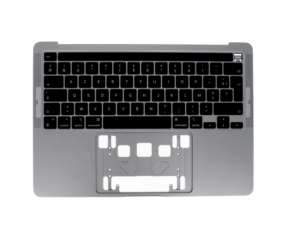 Vue de face – Topcase complet avec clavier pour MacBook Pro 13 pouces A2338 – Gris Sidéral